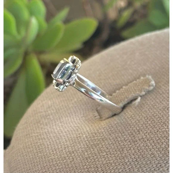 Moonstone Faceted Sterling Silver Stamped Ring Sz 7.75 - Picture 4 of 9